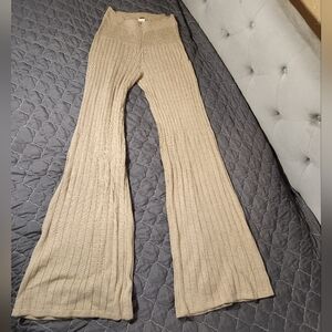 Ribbed Knit Beige Pants